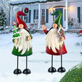 HONGLAND Outdoor Christmas Decorations, 2 PCS Metal Gnome Yard Art Christmas Gnomes 18 Inch Gnome Xmas Decorations for Outside Holiday Lawn Patio Yard Garden Decor