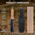 YANG Hori Hori Garden Knife, 7" Stainless Steel Gardening Knife with Oxford Cloth Sheath, Full Tang Beechwood Handle EDC Garden Tool for Dividing Plants & Weeding, Forked Tip for Transplanting
