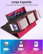 MTG Deck Box, MTG Commander Card Deck Box with Commander Display, Fits 250+ Single Sleeved, Double Card Storage Box with Dice Tray, Magnetic Card Storage Case for CCG TCG Sports Cards, Black Red