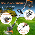 Stringless Weed Wacker Electric, 21V Battery Powered Weed Eater with 2 * 2.0Ah Battery, Charger & 5 Types Blade Lightweight Grass Trimmer for Garden Yard Lawn Work