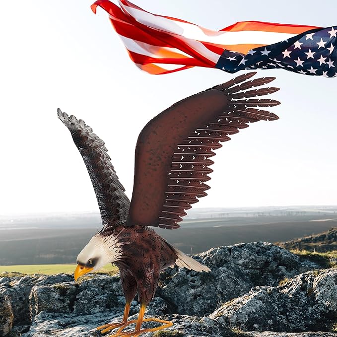 chisheen Bald Eagle Statue Outdoor Garden Sculpture Metal Yard Art Lawn Decorations,Large Eagle Figurines and Statues