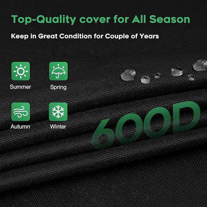 Heavy-Duty 600D Grill Cover fit for Recteq Deck Boss 590 & RT-590 Wood Pellet Grill, Waterproof, UV and Fade Resistant