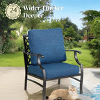 Patio Furniture Set 5 pcs, Outdoor Patio Furniture, 3-Seat Sofa, 2 Single Chairs, 2 Ottomans and 5.75" Extra Thick Cushion, Conversation Set for Backyard Deck,Gemstone Blue