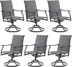 Soohow Swivel Outdoor Dining Chairs Set of 6, Patio Swivel Dining Chair with Textilene Fabric, Outdoor Metal Armchair All Weather Resistant, Ergonomic Comfort, Perfect for Patio, Backyard, Balcony
