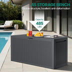 90 Gallon Outdoor Deck Box, Waterproof Outdoor Deck Box, Durable Resin Bin for Patio Cushions, Garden Tools and Pool Accessories, Lockable with UV Protection, Dark Gray, Patio Furniture