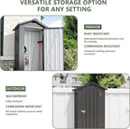 KEIKI Outdoor Metal Storage Shed 2.5' x 1.4', Lockable Tool Cabinet with Sloping Roof, Small Vertical Garden Storage for Backyard, Patio, Lawn, Black