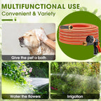 Heavy Duty Garden Hose – 5/8 Inch Flexible, Lightweight Hybrid Hose with 600 PSI Burst Pressure, Swivel Handle, and Durable Copper Male/Female Fittings (Orange with hose sprayer, 50FT)