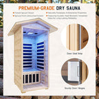Albott Outdoor Sauna 1 Person, Infrared Saunas for Home, Low EMF 1245W/110V Spruce Wood Dry Sauna with Tourmaline Stone Foot Warmer, 7-Color Light Therapy & 2 Bluetooth Speakers, 33.5"x35.4"x78.7"