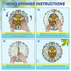 FLAGWIX Christmas Bee Wind Spinners Outdoor - 3D Stainless Steel Metal Wind Spinners 12 in - Bee Gifts Decorations for Home, House Outdoor Garden Decor for Outside, Christmas Garden Gifts for Women