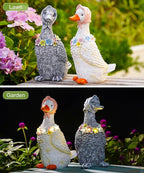 Nacome Solar Goose Outdoor Statues for Garden: Outside Decor with Glowing Flower Clearance for Porch Yard Art Lawn Ornaments Patio Balcony - Birthday Gifts for Women Mom Grandma(Gray)