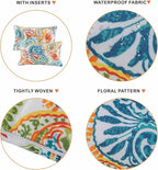 Outdoor Lumbar Pillows Waterproof Set of 2 Decorative Pillows with Inserts 12×20 Inch Outdoor Pillow for Patio Furniture (Paisley Print)