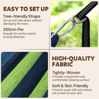 Chihee Cotton Hammock Large Soft Breathable Camping Hammock Holds Up to 660lbs Portable Tree Hammock with Detachable Spreader Bar Pillow 2 Strong Webbings 2 Carabiners Patio Garden Indoor Outdoor