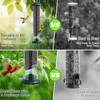 FEED GARDEN Finch Feeders for Outside, Nyjer & Thistle Bird Feeders, 15 Inch Tube Feeder with 12 Small Ports & 8 Perches, Durable Metal Design for Outdoor Hanging, Easy Fill & Clean