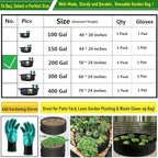 200 Gallon Large Raised Garden Bed Bag (50x24 inch) Big Garden Bag Sturdy Plant Grow Bag for Tomato,Potato Planter,Herb Veggies Planter Bag,Flower Bed,Yard Waste Bag,Lawn Debris Bag,Leaf Bag W/ Gloves