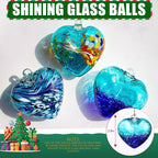 Hand Blown Glass Gazing Balls for Garden Blue Heart Hanging Friendship Balls (Blue - C)