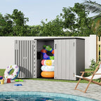KINYING Outdoor Horizontal Storage Sheds,37 Cu.ft Outdoor Storage Cabinet Waterproof Resin Tool Storage Box for Lawn Mower,Garden Tools and Patio Furniture, Lockable (Grey)