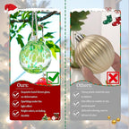 Hand Blown Glass Gazing Balls for Garden Hanging Friendship Balls Christmas Ball Ornaments for Xmas Tree Decoration (Green - B)