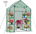 Walk-in Greenhouse 3 Tiers 6 Shelves Roll-Up Zipper Door -28x56x76 inch PE Greenhouse Cover for Outdoor Plant Gardening Plants Cold Frost Protection Wind Rain Proof(PLGHW001G-N)