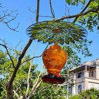 13" Glass Rain Cover for Bird Feeder Outdoors - Pack of 2PC X Baffle on Shepherd Pole/Post or S Hook Hanging - Large Weather Guard Protective Dome - Dia. 33CM - Peacock Feather