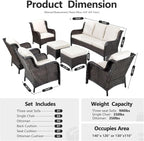 HOOOWOOO Patio Furniture Set,7 Piece Outdoor Furniture,Wicker Patio Conversation Couch Chairs Ottoman Set,Beige