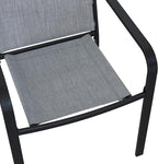 7-Piece Outdoor Dining Set, 48'' Round Table with 6 Stackable Chairs All Weather Furniture Set - Grey