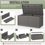 Deck Box, 120 Gallon Outdoor Storage Box Lockable Patio Waterproof for Furniture, Garden Tools, Sports Equipment and Pool Supplies, Waterproof, Resin, Lockable