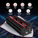 JIGUUN 3000 Watt Pure Sine Wave Inverter, Power Converter 12V DC to 110v/120v AC, Car Inverter with 4 AC Outlets& USB Port Remote Control for RV Camping Truck.