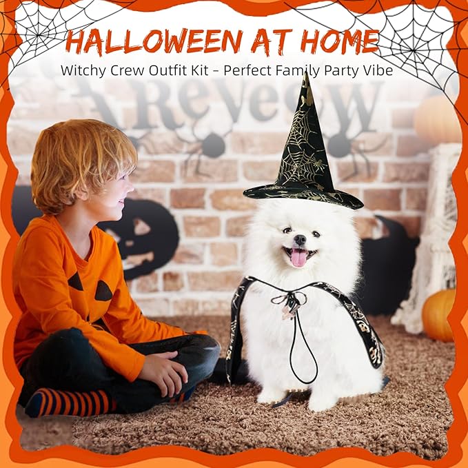 Halloween Porch Goose Outfits for 23" Lawn Statue - Cute Witch Hat & Cape Set for Concrete/Plastic/Cement Goose Statue, Halloween Accessory for Garden Yard Patio Decor