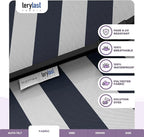 Midtown Umbrellas 10-Year-No-Fade - 8 Ft - UV Proof Navy/White Stripes Fabric - Umbrella Outdoor Patio, Auto-Tilt Aluminum Frame Patio Umbrella for Garden, Pool & Deck - Black Pole