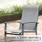 Outdoor Dining Chairs Set of 4, Stackable Patio Chairs with Metal Frame & Textilene Fabric, Perfect for Patio Garden Deck, Grey