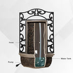 30" Wall Mounted Water Fountain – Indoor Outdoor, Black Stone Finish, Cascading Waterfall Decor