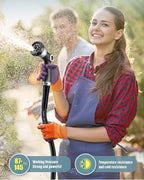 Non-Expandable Leader Hose 10ft x 5/8", Short Garden Hose, Rubber Water Hose, Heavy Duty, No Kink, Flexible Garden Hose with Swivel Handle, Female to Female Fittings, Burst 600 PSI, Without Nozzle