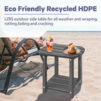 LZRS Outdoor Side Table - 2-Tier Adirondack HDPE Patio End Table for Pool, Porch,Balcony & Backyard,Weather Resistance for Indoor and Outdoor use(Grey)