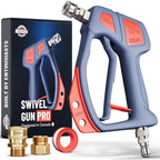 McKillans® Swivel Gun Pro - Swivel High Pressure Water Handle with 3/8" Male Plug and 1/4” Quick Connector Coupler - Power Washer Gun Compatible with Foam Cannon - Nozzle Tips Holder