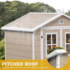 DWVO 6x4.4 FT Outdoor Storage Shed, Plastic Garden Tool Shed with 2 Windows, Double-Wall Outside Shed for Lawn Mower, Garden Tool for Backyard, Patio, Lawn, Lockable, Beige