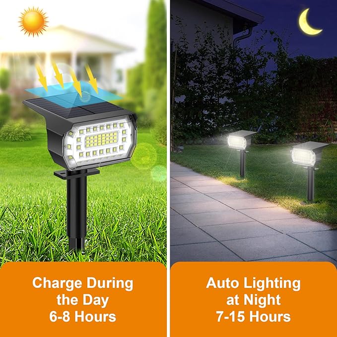 LANSOW Solar Spot Lights Outdoor, [8 Pack/57 LED] 2-in-1 Solar Landscape Spotlights, 3 Modes IP65 Waterproof Dusk to Dawn Solar Powered Flood Wall Lights for Outside Yard Garden Pathway(Cool White)