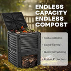 Idzo Garden Compost Bin Outdoor 80Gallon, Outdoor Composter Bin with Large Capacity & Easy Assembling, Quick Composting, Space-Saving