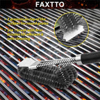 Grill Brush with Extra Strong Long Handle BBQ Cleaner Accessories - Safe Wire BBQ Brush, Triple Barbecue Scrubber Cleaning Brush for Gas/Charcoal Grilling Grates