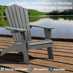 Psilvam Oversized Adirondack Chair, Fade-Resistant & Odor-Free Poly Lumber Fire Pit Chairs with Cup Holder, Weatherproof Outdoor Chair, Easy 15 Min Install Patio Chair, 350 Lbs Support (1, Gray)