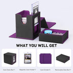 Trading Card Deck Box with Commander Display，2 in 1 MTG Storage Holds 100 Double-Sleeved Cards，1 Deck Boxes & Dice Tray Included，Fits MTG, TCG, PTCG & Sports Cards