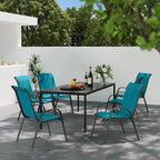 Patio Dining Chairs Set of 6, Stackable Dining Chairs High Back, Breathable Seat Fabric and Alloy Steel Frame Fit Backyard, Porch, Lawn，Poolside (Sky Blue)