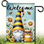 Welcome Spring Garden Flag Daisy Honey Garden Decoration 12x18 Double Sided Garden Outdoor House Spring Yard Flags for Outdoor Lawn and Patio Seasonal Farmhouse Flag