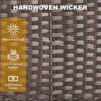7 Pieces Patio Furniture Set Outdoor Sectional Sofa Couch with Rocking Swivel Chairs 5" Deep Seat Chairs, Modern Wicker Rattan Conversation Set, Beige/Brown Wicker