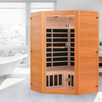 HUGROVE 2-3 Person Low EMF FAR Infrared Sauna for Home, Indoor Canadian Hemlock Dry Heat Sauna Kit with Bluetooth Speakers, LED Lights & Smart Control Panel