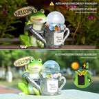 Bshine Frog Solar Lights Outdoor Garden - Waterproof Frog Statue Decoration for Patio, Path, Pathway Sculpture Yard Art, Lawn Ornaments, Gift for Mom, Home Decor Gift