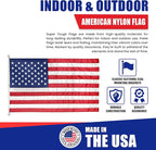 Super Tough 12ft x 18ft Nylon American Flag | Embroidered Stars and Sewn Stripes | Brass Grommets | Heavy-Duty Outdoor Flag | Fade Resistant American Flag Made in USA | All Weather Nylon