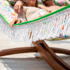 Lazy Daze Hammocks 12 FT Double Layered Quilted Fabric Hammock Swing with Pillow and Carrying Bag, Elegant Tassels and Spread Bar Heavy Duty Stylish for Two Person 450lbs, Floral