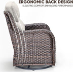 Swivel Patio Chairs sofa Set of 6 - 6" Thick Cushion - Wicker Outdoor Swivel Rocker Patio Chair ,Sofa/Glass coffee table, High Back Comfortable Outdoor Glider Chairs - Brown Wicker | Beige Cushions