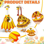 Abbylike 2 Set Fall Sunflower Porch Goose Outfit Sunflower Lawn Goose Costume 23'' Cement for Autumn Thanksgiving Yard Decor