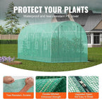 VEVOR Walk-in Tunnel Greenhouse, 14.6x6.4x6.3 ft Hoop House Greenhouse Tunnel, Plant Hot House with Galvanized Steel Frame, Green PE Cover, Roll-up Zipper Door and 8 Windows for Outdoor